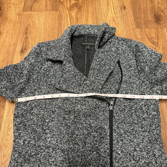 Banana Republic Black Gray Tweed Double Breasted Zip Up Moto Jacket Size XS - Picture 7 of 7